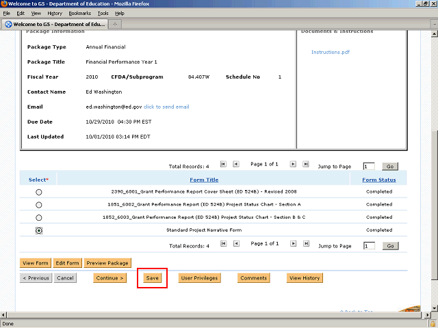 Screen image of this step