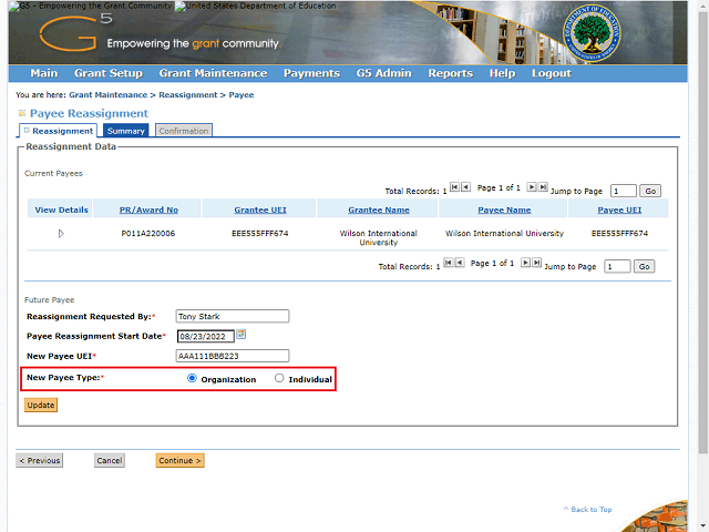 Screen image of this step