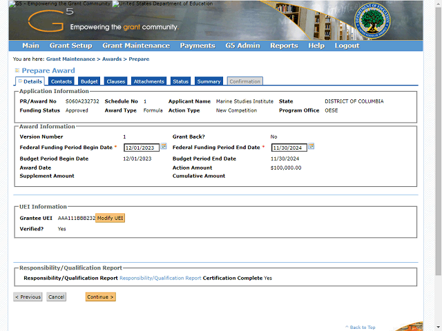 Screen image of this step