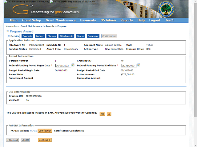 Screen image of this step