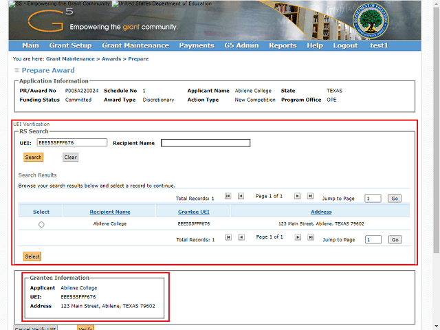 Screen image of this step