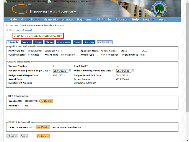 Screen image of this step