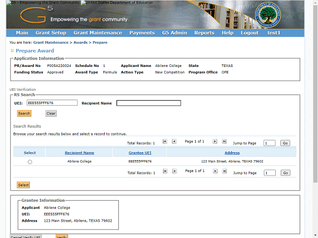 Screen image of this step