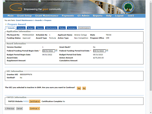 Screen image of this step