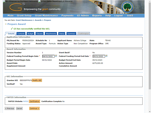 Screen image of this step