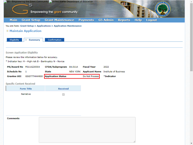 Screen image of this step